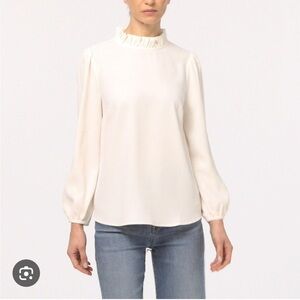 J Crew Ruffle Neck Top in 365 Crepe
